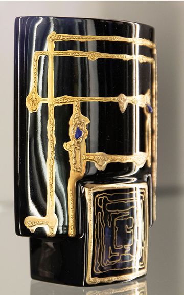 Vase mit Unikat-Dekor, Form Michael Boehm, Modellnummer 4040, Rosenthal AG, 1989, ©Porzellanikon, Foto: Andreas Gießler